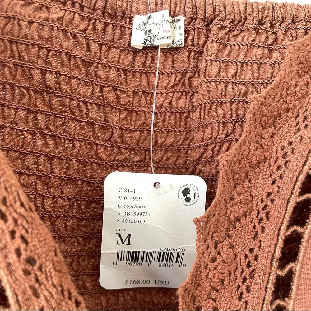 NWT Free People Intimately Regina Lace Eyelet Bodysuit in Terracotta - M